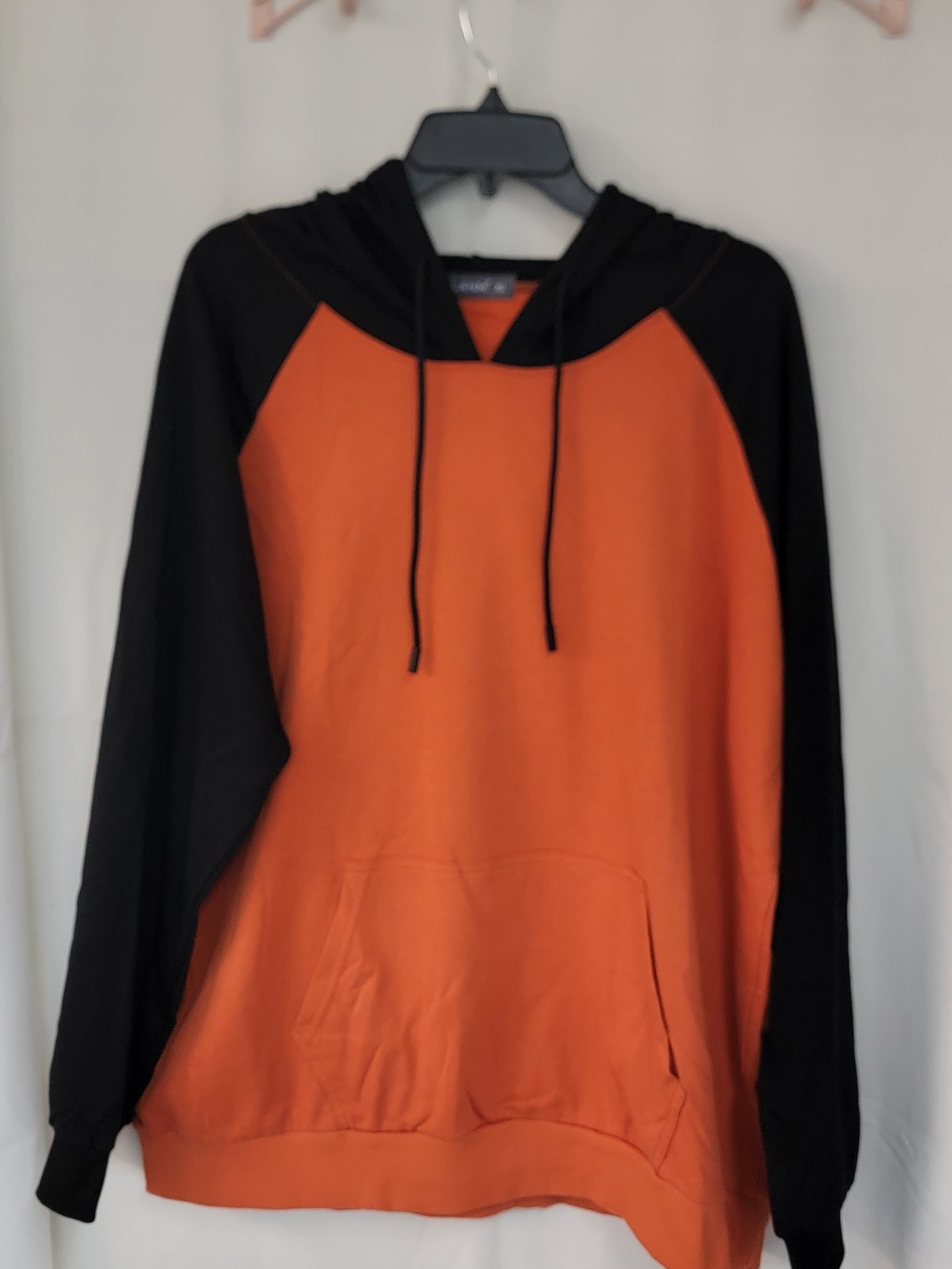 Men's Two-Tone Orange and Black Crewneck Hoodie